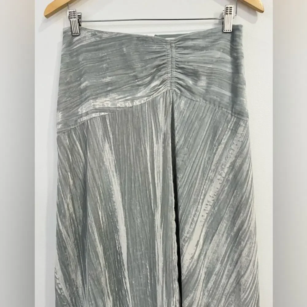 Vince Womens Skirt 6 Pale Sea Glass Velvet Ruched Paneled‎